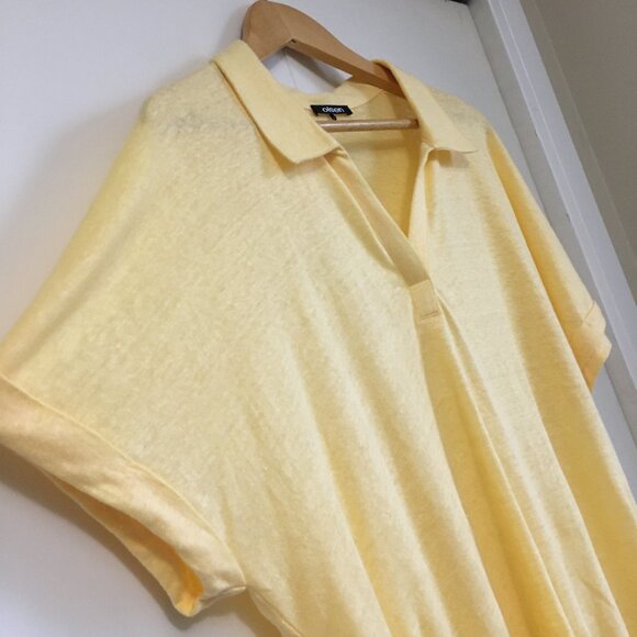 Olsen Cosima Media Sun-Yellow Relaxed Fit 100% Linen Tunic T-Shirt - Picture 5 of 12